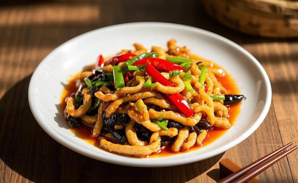 sichuan garlic pork stir fry in wok